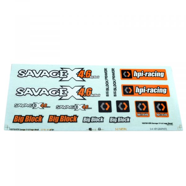 HPI Savage X 46 Instruction Manual Decal Sticker Sheet New 254893521010 3