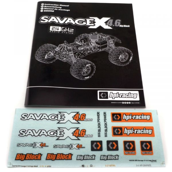 HPI Savage X 46 Instruction Manual Decal Sticker Sheet New 254893521010