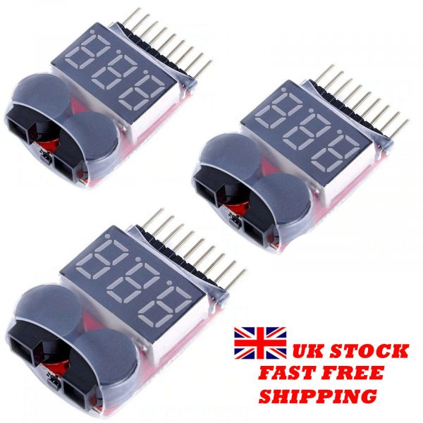 Lipo Battery Low Voltage Alarm 1S 8S Volt tester Checker LED display Brand New 254610838011