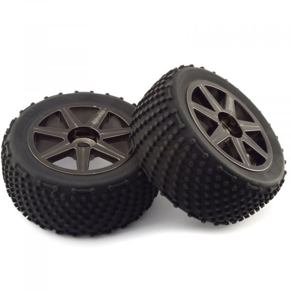 HPI Trophy 46 Truggy Flux Shredder Tyre 7 Spoke Black Chrome Wheel 2Pcs New 254799299112 2