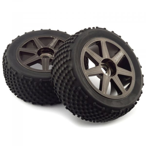 HPI Trophy 46 Truggy Flux Shredder Tyre 7 Spoke Black Chrome Wheel 2Pcs New 254799299112