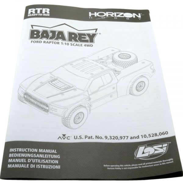 Losi Baja Rey Ford Raptor Instruction Manual New 254962078642 2
