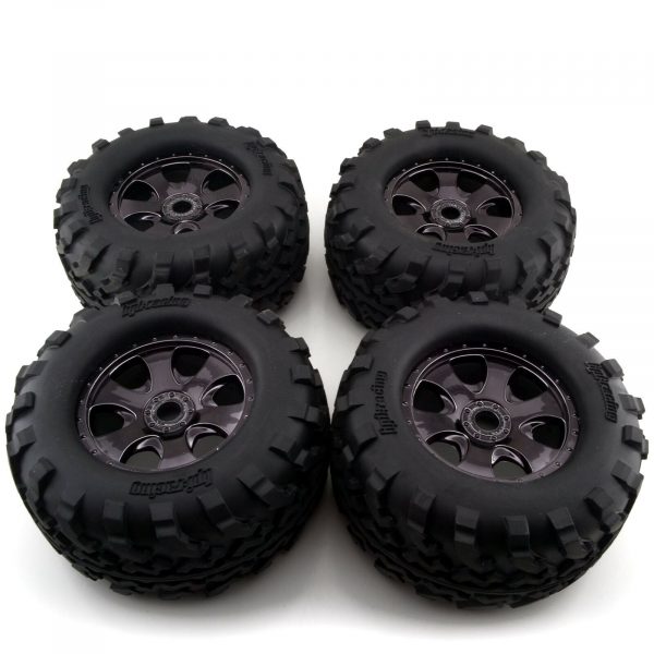 HPI Savage Gt2 Tyres S Compound Warlock Wheel Black Chrome 4 Pcs New 254893511193 2