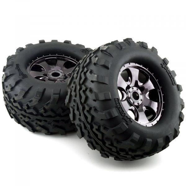 HPI Savage Gt2 Tyres S Compound Warlock Wheel Black Chrome 4 Pcs New 254893511193 4