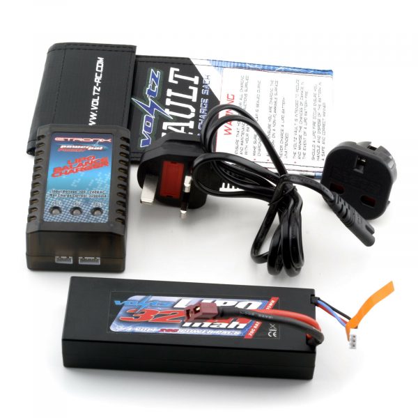 Voltz 3250mAh 2S 74v Hard Case LiPo Battery with Deans Balance Charger New 254919006406